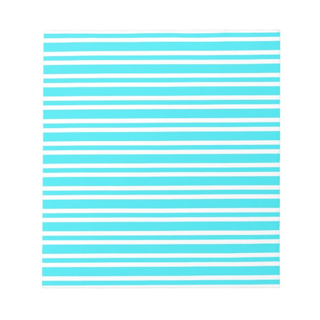 Blue White Stripes Pattern Notepad (Front)