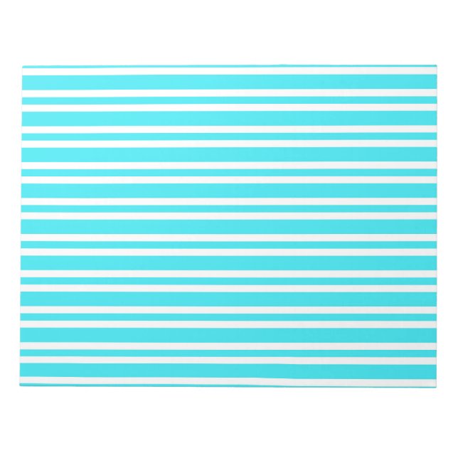 Blue White Stripes Pattern Notepad (Front)