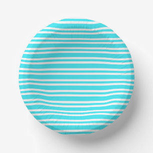 Blue White Stripes Pattern Paper Plate