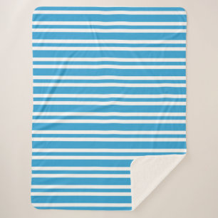 Blue White Stripes Pattern Sherpa Blanket