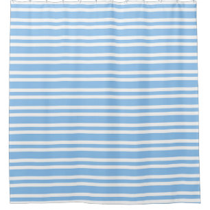 Blue White Stripes Pattern Shower Curtain