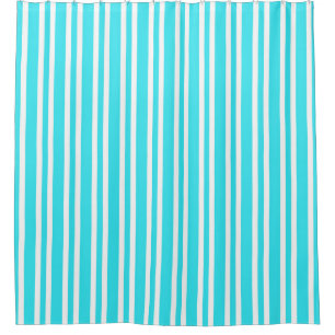 Blue White Stripes Pattern Shower Curtain