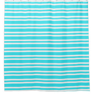 Blue White Stripes Pattern Shower Curtain