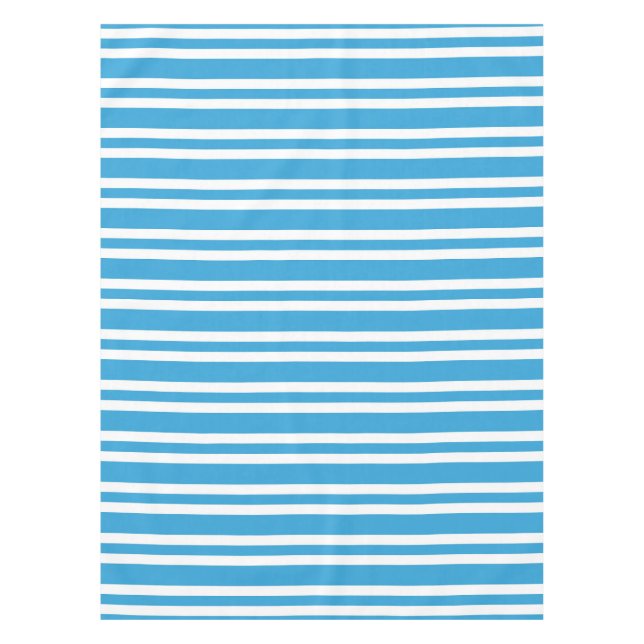 Blue White Stripes Pattern Tablecloth (Front)