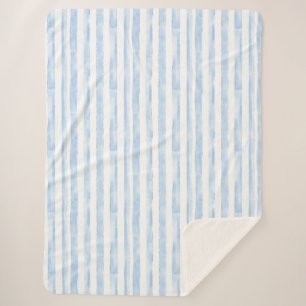 Blue White Stripes Sherpa Blanket