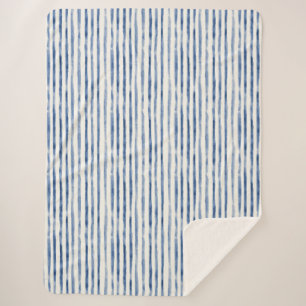 Blue White Stripes Sherpa Blanket