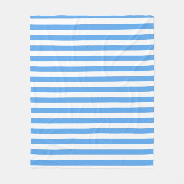 Blue White Stripes Template Decorative Medium Fleece Blanket (Front)