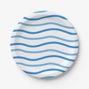 Blue & White Stripes Wedding Party, Bridal Shower Paper Plate