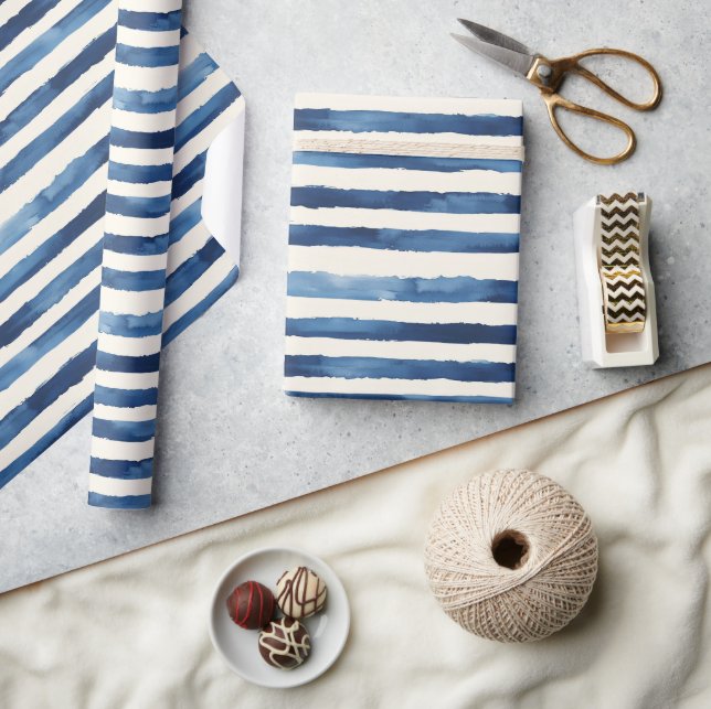 Blue White Stripes Wrapping Paper (Crafts)