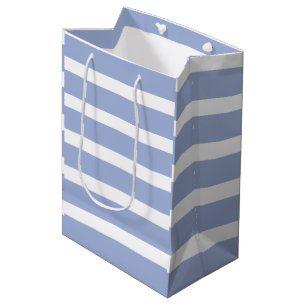 Blue White Summer Coastal Stripe Medium Gift Bag