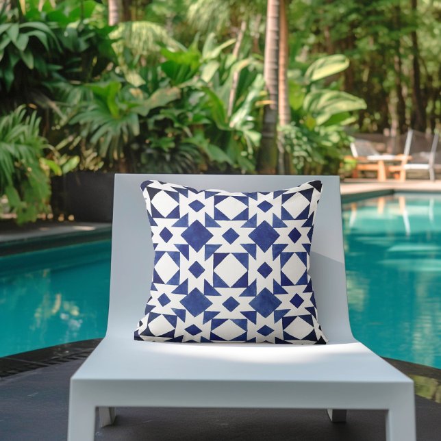 Blue White Summer Pattern Cushion (Creator Uploaded)