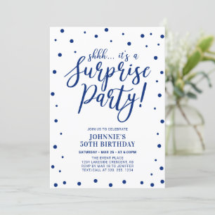 Blue & White   Surprise Adult Birthday Party Invitation
