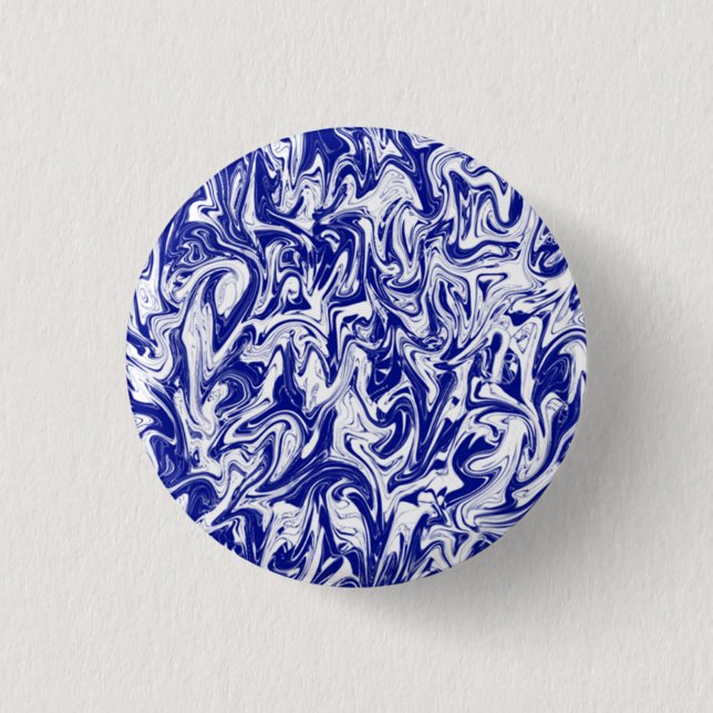 Blue & White Swirl 3 Cm Round Badge (Front)