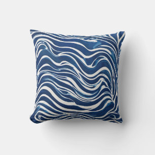 Blue White Swirl Pattern 06 Cushion