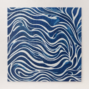 Blue White Swirl Pattern 06 Jigsaw Puzzle