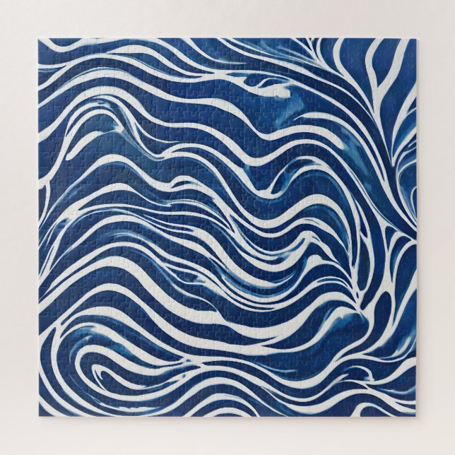 Blue White Swirl Pattern 06 Jigsaw Puzzle (Vertical)