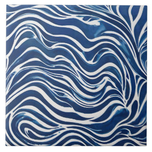Blue White Swirl Pattern 06 Tile