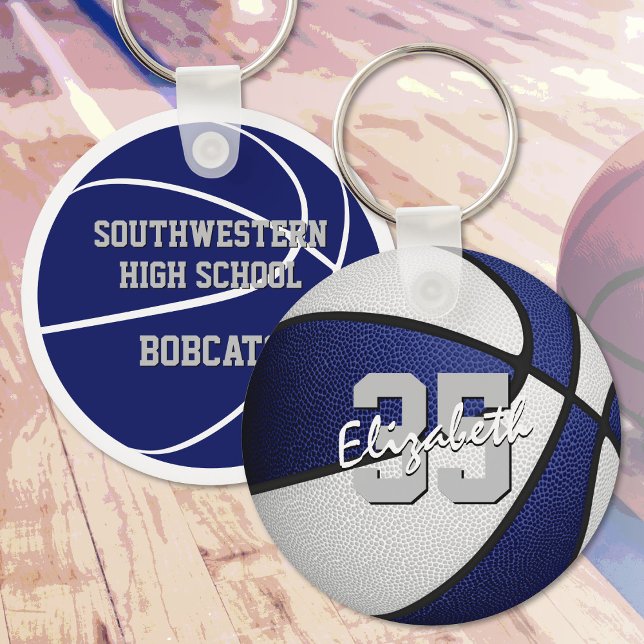 blue white team colours basketball players key ring (Creator Uploaded)