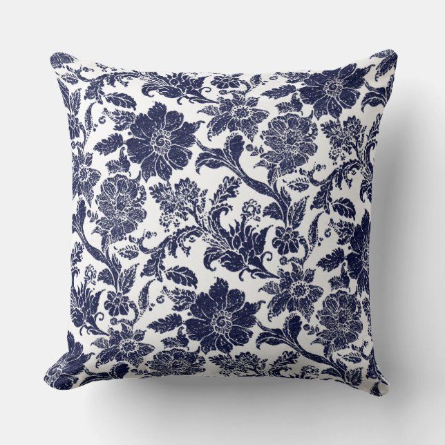 Blue White Throw Pillow (Front)