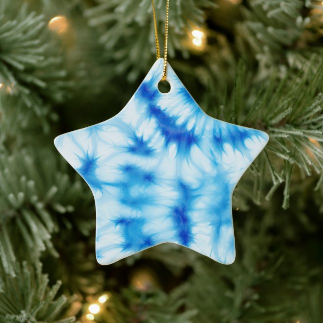 Blue White Tie Dye Ceramic Tree Decoration (Tree)