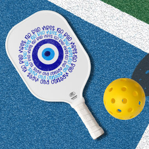 Blue & White Tie Dye Pickleball Paddle Evil Eye