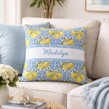 Blue White Tile Lemon Mediterranean Pattern Name