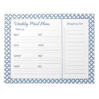 Blue & White Tile Weekly Meal Planer 