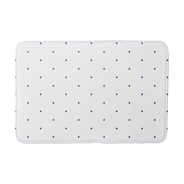 Blue white tiny polka dots pattern bath mat (Front)