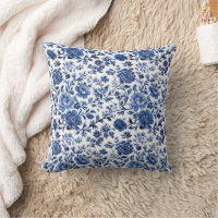 Blue White Toile Chinoiserie Watercolor Floral