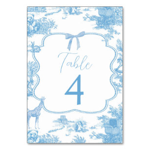 Blue White Toile de Jouy French Table Number