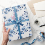 Blue White Toile Floral Wedding Baby Shower  Wrapping Paper<br><div class="desc">Beautiful blue and white toile floral wrapping paper. Perfect for baby showers,  bridal showers,  birthdays and weddings.</div>