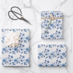 Blue White Toile Floral Wedding Baby Shower  Wrapping Paper Sheet<br><div class="desc">Beautiful blue and white toile floral wrapping paper. Perfect for baby showers,  bridal showers,  birthdays and weddings. This comes in a set of three matching sheets of paper.</div>