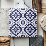 Blue White Traditional Symmetrical Simple Abstract Tile<br><div class="desc">This Blue White Traditional Symmetrical Simple Abstract ceramic tile adds a touch of elegance to any space. Featuring a stunning indigo blue geometric pattern, this tile combines modern design with a traditional aesthetic. Perfect for enhancing bathrooms, kitchens, or accent walls, its chic and sophisticated look makes it a versatile decor...</div>