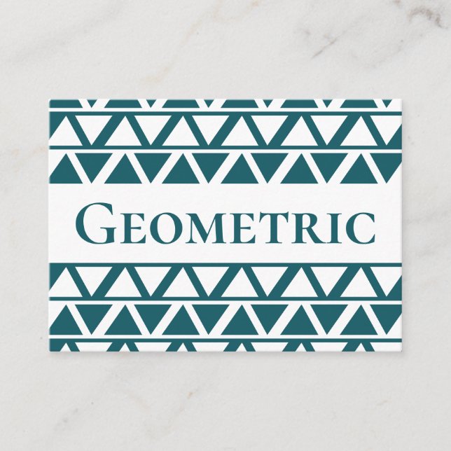 Blue White Triangle Stripes Geometric  Business Card (Front)