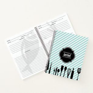 Blue & White Utensils Personalised Recipe Notebook
