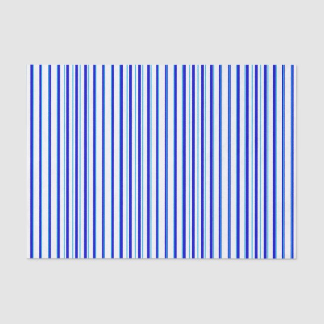 Blue White Vertical Stripes Cool Modern Pattern Tissue Paper (Front)