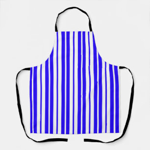 Blue White Vertical Stripes Pattern Apron