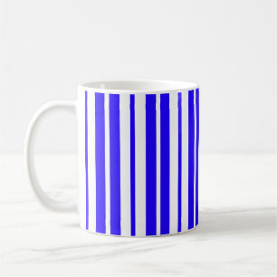 Blue White Vertical Stripes Pattern Coffee Mug
