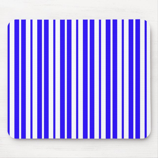 Blue White Vertical Stripes Pattern Mouse Pad (Front)