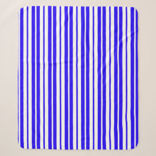 Blue White Vertical Stripes Pattern Sherpa Blanket