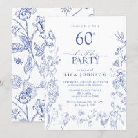 Blue & White Victorian 60th Birthday Party Floral