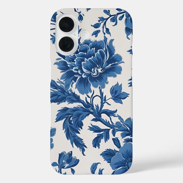 Blue & White Victorian-inspired Floral Print Case-Mate iPhone Case (Back)
