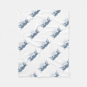 Blue & White Vintage American Flags w/Shining Star Fleece Blanket
