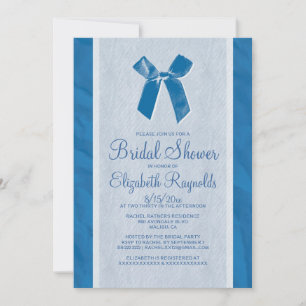 Blue White Vintage Bow Linen Bridal Shower Invites