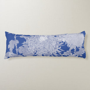 Blue White Vintage Chinoiserie Floral  Body Cushion