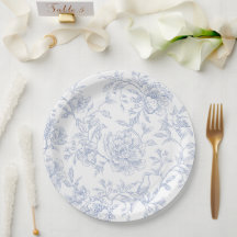 Blue white vintage floral