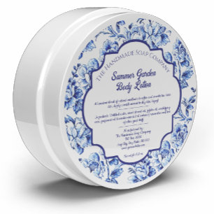 Blue & White Vintage Floral Soap Cosmetics Label