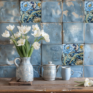 Blue & White Vintage Floral Tile