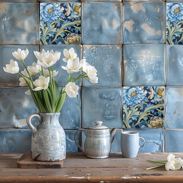 Blue & White Vintage Floral Tile (Creator Uploaded)