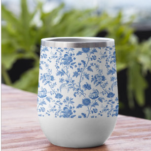 Blue White Vintage Floral Toile Pattern